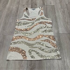 Women's Charlotte Russe Medium Sleeveless Sequin Sparkle Tank Top Y2K 90s Glam